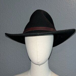 RODEO KING Made in USA Low Profile Western Cowboy Indiana Jones Black Felt Hat